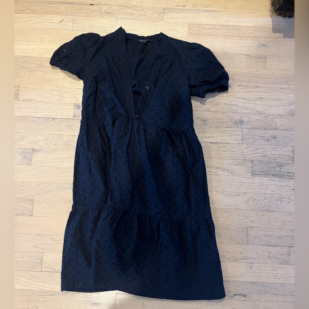 Brooks Brothers Navy Eyelet Midi Dress